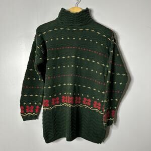 Vintage Woods&Gray 3D Knit Texture Sweater Womens Medium Cottagecore Chunky‎ 90s